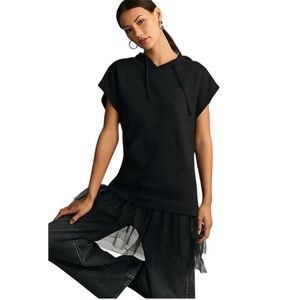 Pilcro Tulle Short-Sleeve Sweatshirt Black Size Large Anthropologie